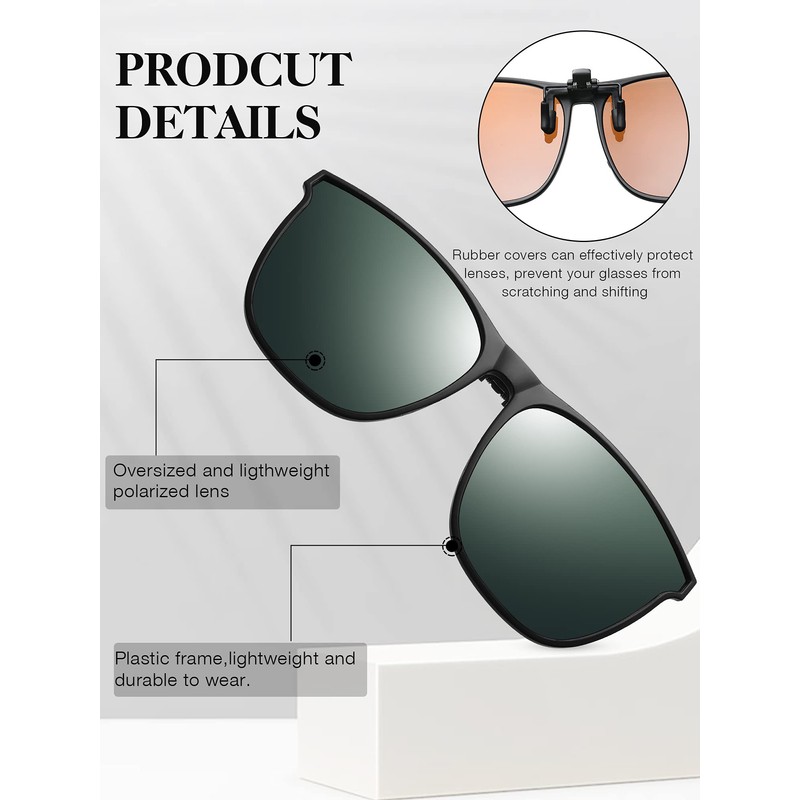 Frienda 3 Pares Gafas de Sol Polarizadas con Clip Grandes