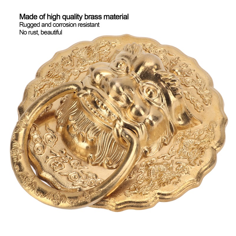 Door Knocker Chinese Animal Head Style Modelled Antique Brass Easy