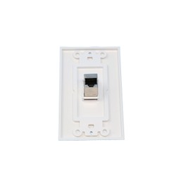 RiteAV CAT 6A 1 puerto blindado Cat6a placa de pared decorativa de 1 banda, color blanco