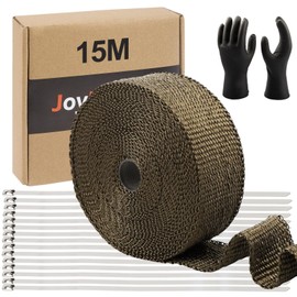 2" x 50' Titanium Exhaust Heat Wrap Roll for Motorcycle Fiberglass Heat Shield Tape with 15pcs Stainless Steel Ties (15M)