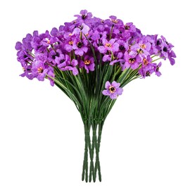 6 Bundles Artificial Violet Flowers, Faux Silk Outdoor Flowers, Purple