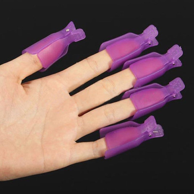 Useful 10Pcs Plastic Acrylic Nail Art Soak Off Clip UV