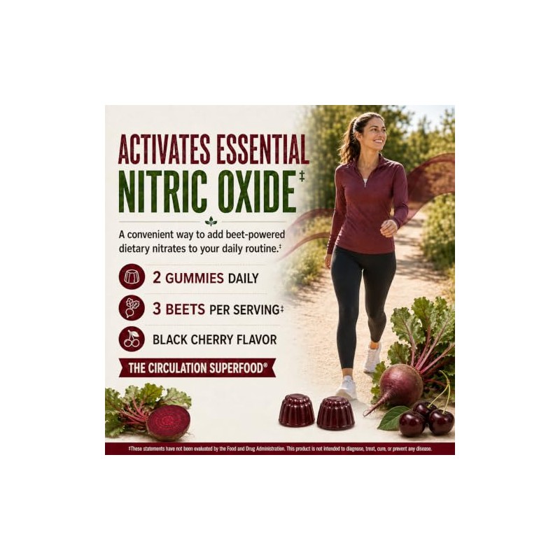 Country Farms Bountiful Beets Gummies, Circulation Superfood, Promotes Energy and