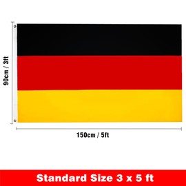 GUIFIER Germany Flag 3x5 Ft - German National Flag - Germany Flags Banner Vivid Color Fade Proof with Brass Grommets for Party Bar Decoration, Football World Cup Euro Olympic National Day