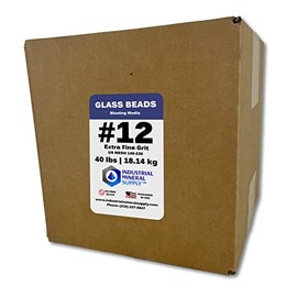 Glass Beads Blasting Abrasive Media - 40 lbs or 18.14 kg - Blast Cabinets or Sandblast Guns - Cleaning, Peening and Finishing (#12 - Extra Fine)