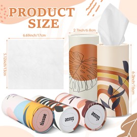 Maxcheck 20 Pack Boho Car Tissues Cylinder with 3 Ply Facial Tissues, Travel Round Napkin Holders, Bulk Round Napkin Boxes for Car Paper Box Holder Paper Container Tubes for Home Bathroom Office
