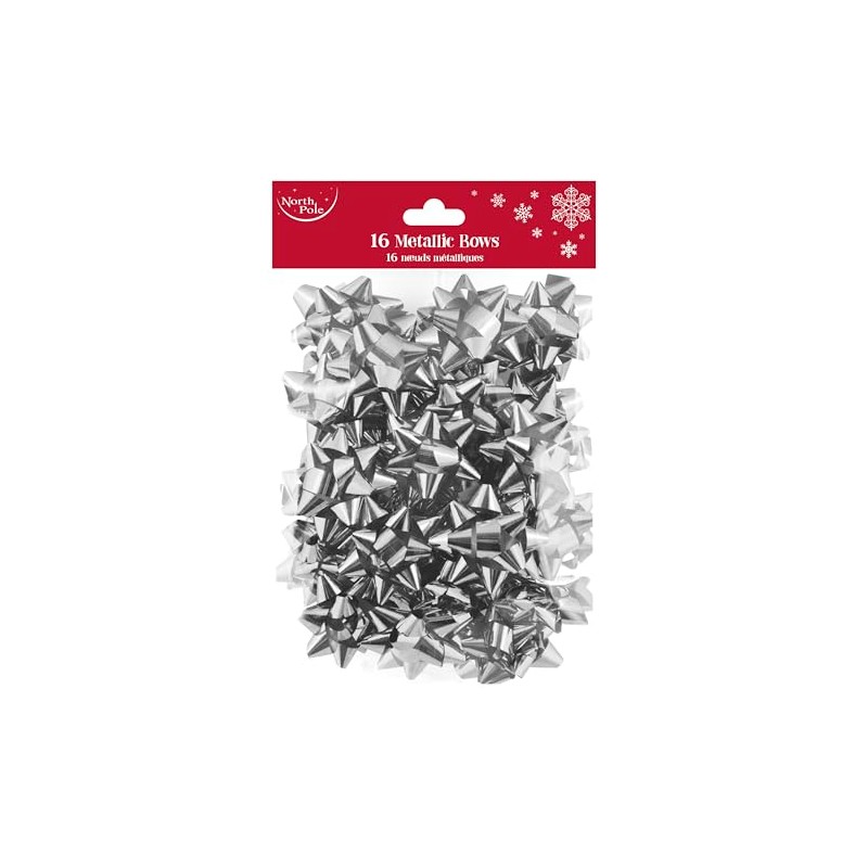Eurowrap Pack of 16 Metallic Silver Luxury Gift Bows Traditional