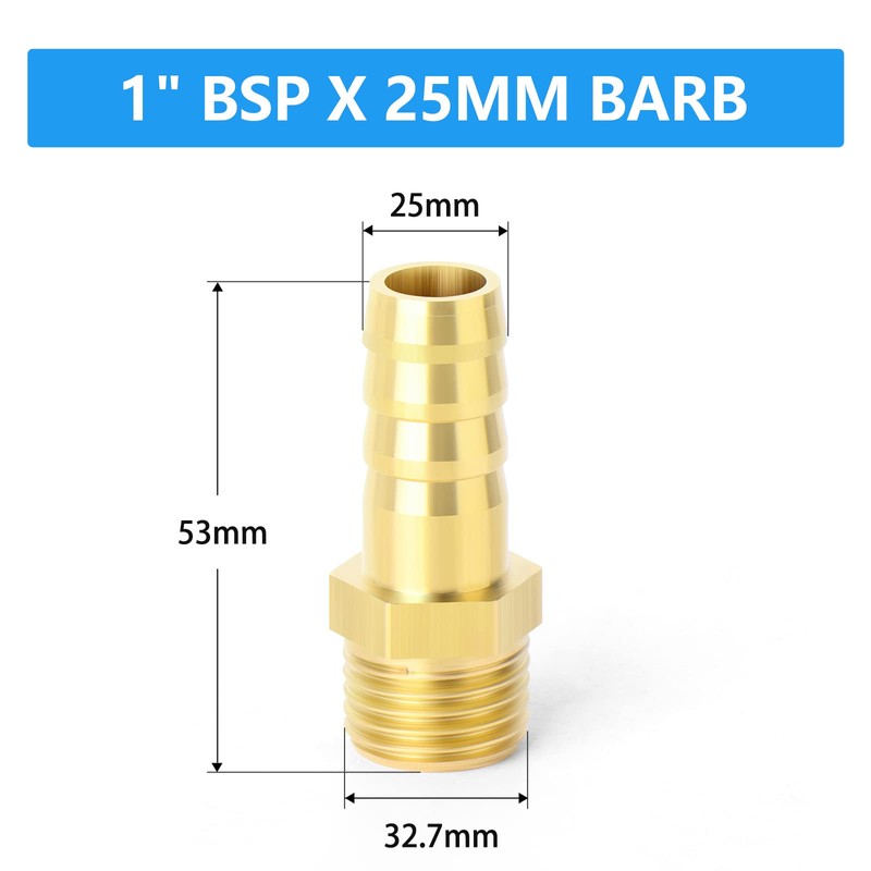 ERGAOBOY 5pcs 25mm OD Barb to 1" BSP Male Brass