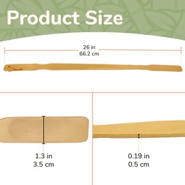 BambooMN 25 Inch Bamboo Wooden Shoe Horn Long Handle for Seniors, Men, Women, 3 Units