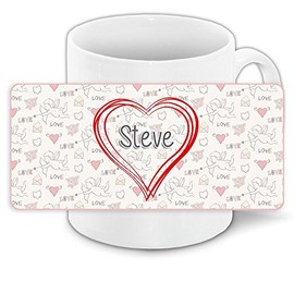 Liebestasse mit Namen Steve und schönem Love-Motiv mit Herzen - Keramiktasse Freundschafts-Tasse