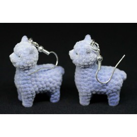 Miniblings Alpaca Earrings Pendants Pako Lama Animal Hiking Farm Flock Purple - Handmade Fashion Jewellery I Earrings Silver Plated, flock