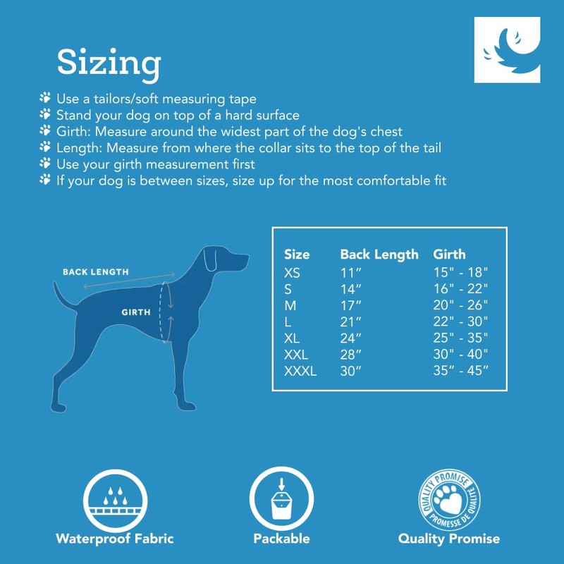 RC Pet Products Waterproof, Stylish, Comfortable Packable Rain Poncho |