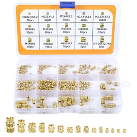 MAEZOE 300PCS Threaded Inserts, M2 M3 M4 M5 M6 Female Thread Metric Knurled Nuts Assortment Kit, Brass Knurled Nuts for Plastic and 3D Printing Components