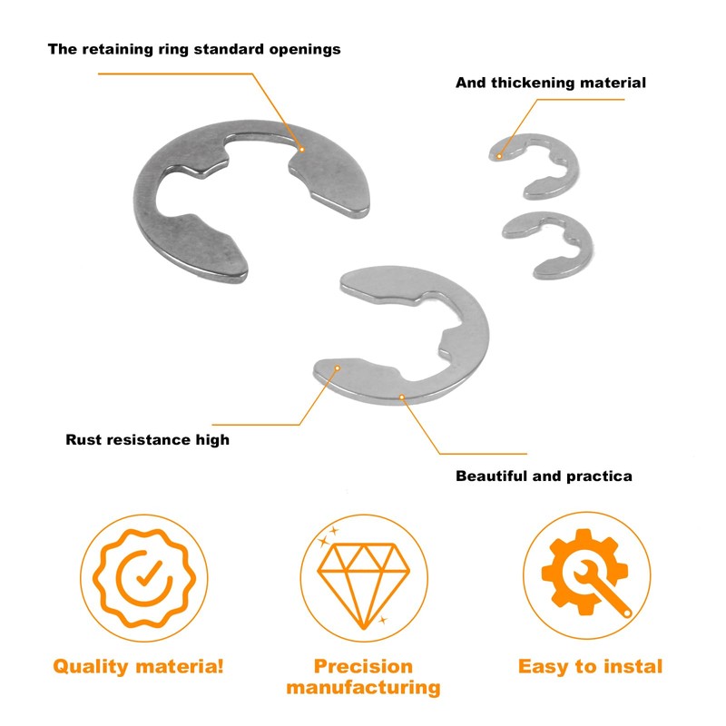 E-Clip Kit, 500 Pcs E-Clip External Retaining Ring Clips, Internal