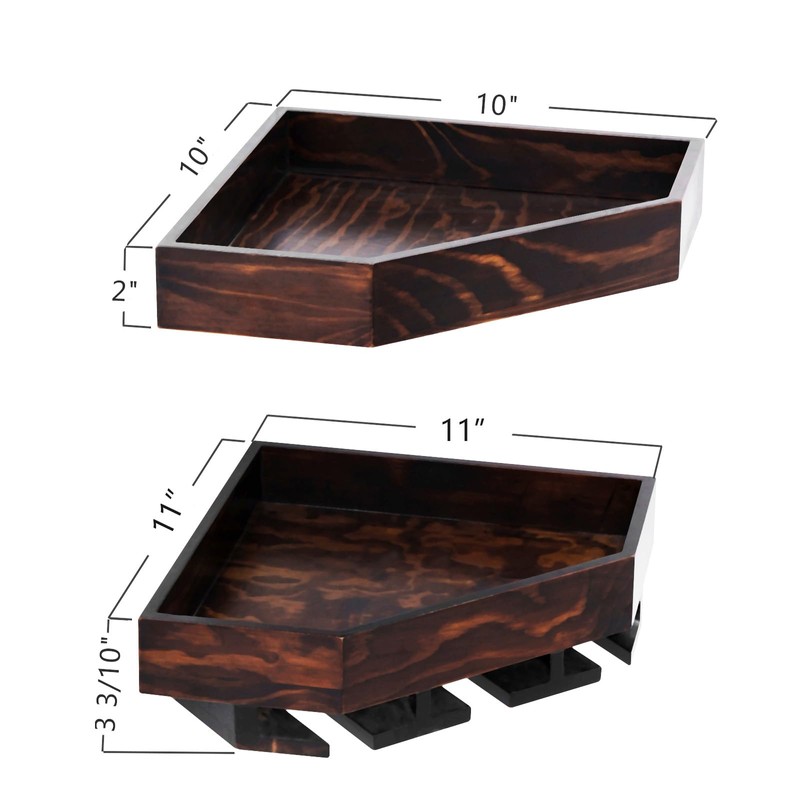 WELLAND Wall Mounted Corner Wine Rack -2 Pack Wooden Rustic