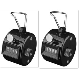 ZH 4-Digit Hand Tally Counter with Finger Ring - Clicker for Golf, Events, Inventory, and More - Handy and Convenient Design - Set of 2, Black & Black