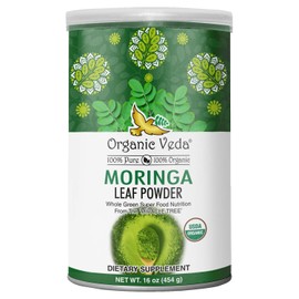 Organic Veda Moringa Powder (1 lb) The Real Green Native Moringa Oleifera, Premium Harvest Peak Nutrients, Vitamins & Antioxidant Rich Leaves - USDA Organic, Gentle Dried Drumstick Leaf Powder