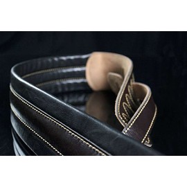 Walker & Williams C-21-BRN Brown And Black Handmade Premium Soft Signature Grain Leather Guitar Strap 2.75" Wide For Acoustic, Electric, And Bass Guitars