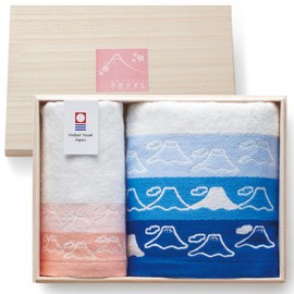 Dolce duo FJ-1650 Imabari Towel, Gift, Set of 2 (Man Fuji), Face Towel, Hand Towel, in Wooden Box, Festival, Cheerful Celebration, Made in Japan
