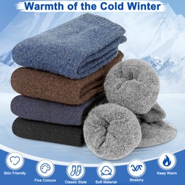 5 Pairs Thermal Socks for Mens Merino Wool Socks,Thick Winter Warm Sock for Boots Ski Hiking Working Casual Soft Cosy Gift Socks