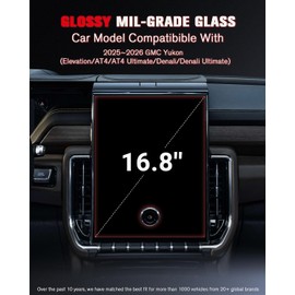 ASZSK For Glossy Tempered Glass 2025 2026 GMC Yukon 16.8 Inch Touchscreen Screen Protector - Yukon (Elevation/AT4/AT4 Ultimate/Denali/Denali Ultimate) Accessories