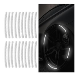 20PCS Car Wheel Stripe Reflective Stickers, Car Wheel Night Safety Warning Stickers Anti-Scratch Reflective Rim Stickers, Car Wheel Safety Decoration for Motorcycles, Bicycles (White)