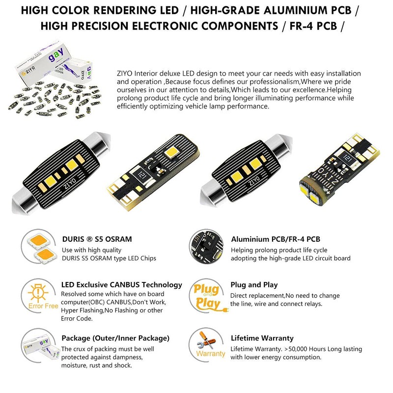 ZIYO ZPL3016 LED Interior Light Kit Replacement for Nissan Frontier