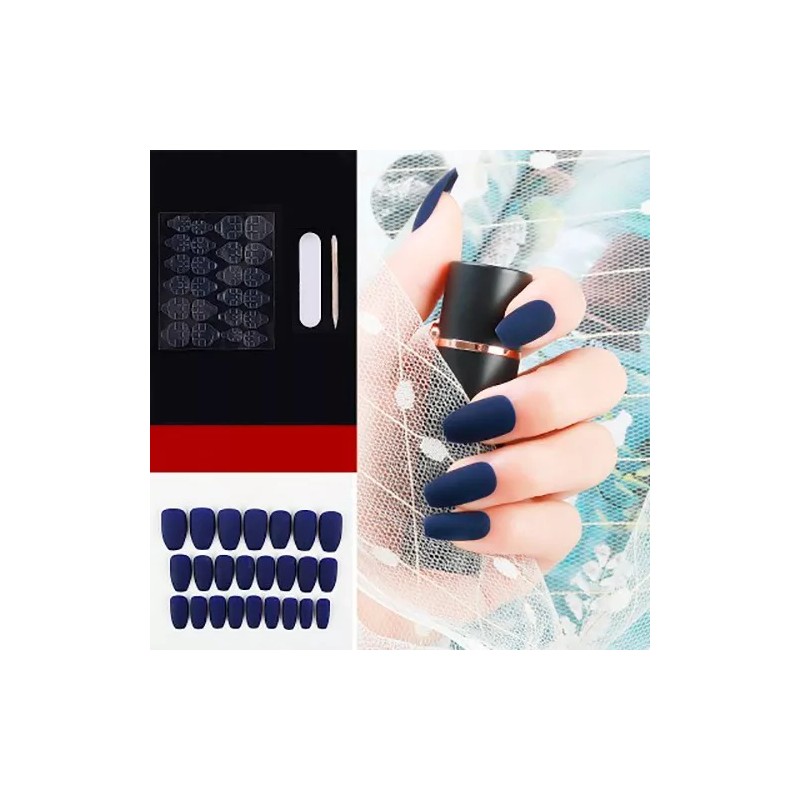 DDS COSMETICS Uñas Postizas Gris Mate Adheribles Contra Agua Press