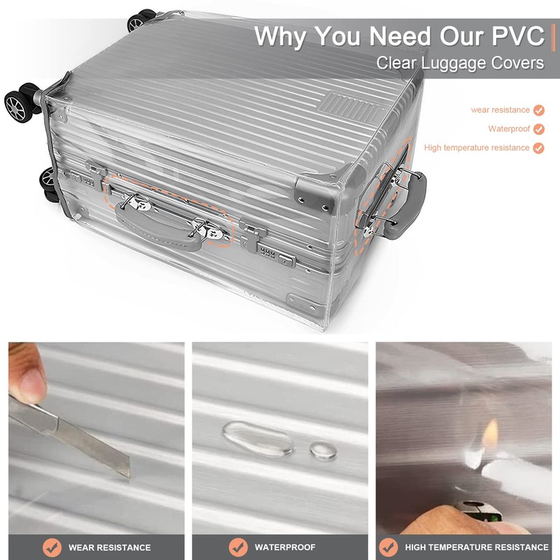 JZRTravel Luggage Covers for 30 Inch Suitcase Protector, Thicken Clear