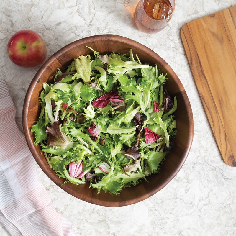 Acacia Wave Bowl with Salad Hands