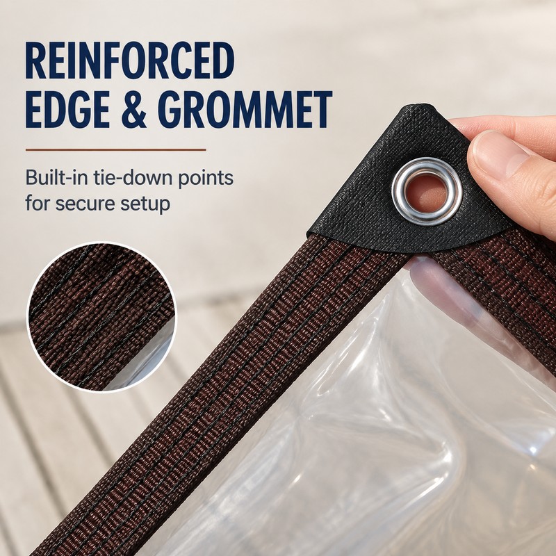 Transparent Waterproof PE Tarp with Reinforced Edges & Grommets