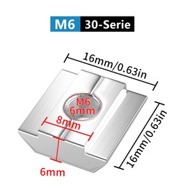 SCOOYUCK Pack of 30 Slot Nuts M6, Series 30 Sliding Nuts, T Nut Hammer Nut, for Aluminium Profile Extrusion Slot Rail (EU30-M6)