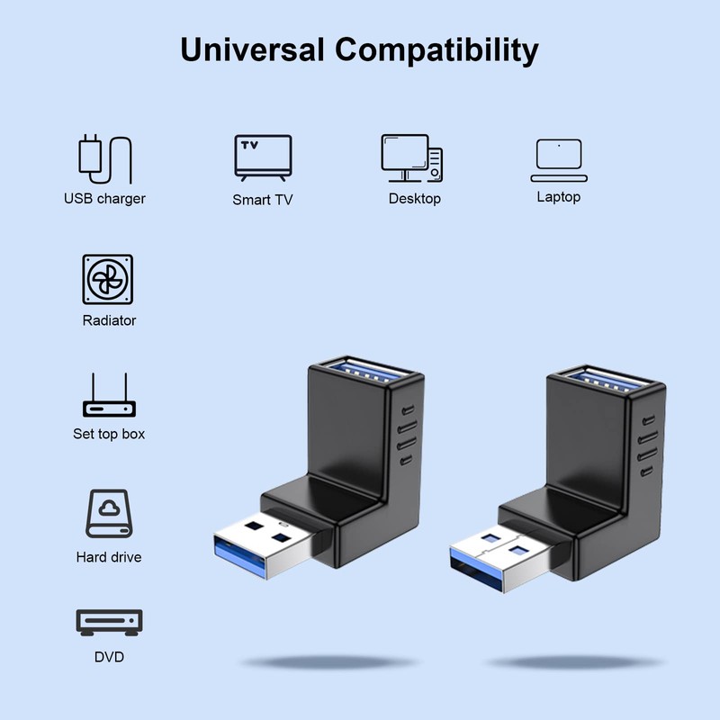 Oxsubor USB 3.0 Adapter 90 Degree Male to Female Combo
