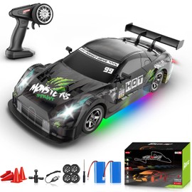 YUAN PLAN RC Drift Car 1:16, 2.4GHz 4WD Drifting RC Cars 30+KM/H High Speed Remote Control Car with LED Lights Two Batteries and Drift Tires, Hobby Race Car for Adults Boys Kids, Black