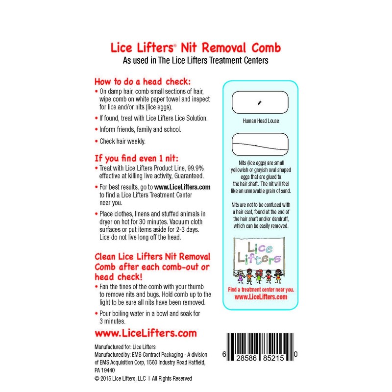 Lice Lifters Nit & Lice Removal Micro-Grooved Professional Steel Comb