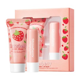 Strawberry Skincare Set with Hand Cream and Lip Balm