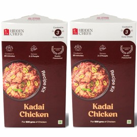 Hidden Chefs Kadai Chicken - Instant Recipe Kit for Delicious Home Cooking - Cooked in 20 Mins - Pack of 2 large