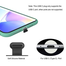 USB C-Type Anti Loss Dust Plugs, USB C-Type Port Silicone Dust Covers, with Detachable Adhesive for Mobile Phone,Compatible with iPhone 16 15, All USB C Ports