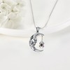 MONGAS Skull Necklace Sterling Silver Skull Moon Pendant Gothic Jewelry