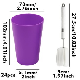 SZCXDKJ 24 Pack Reusable Plastic Cups 260ml Small Plastic Drinking Cups On-The-go Cup Set for Kids Kids, Kitchen, Outdoor Party, Picnic, BBQ, Travel (8 Colors) Comes with a Cup Brush