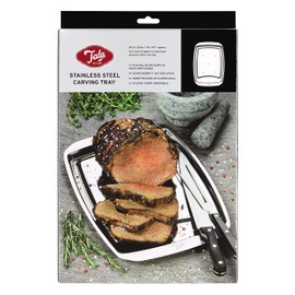 Tala Performance Stainless Steel Carving Tray, with 5 Spikes to Hold Meat Whilst Carving, 35.5cm x 25 cm
