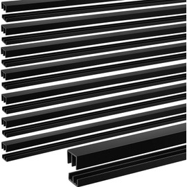 Landical 8 Sets 4 ft Long Plastic Sliding Cabinet Door Track Hardware Set for 1/4" Thick Panels Glass Window Cabinet Door Track for Sliding Closet Doors, Easy Quick Installation (Black)