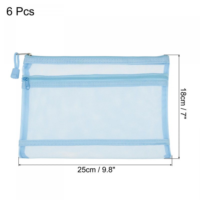 sourcing map Mesh Zipper Bags, A5 Nylon Double Layer Zip