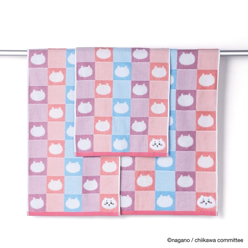 Chiikawa Patterned Slim Bath Towel, Pink, Gauze Pile, Cute, 41-1083180,