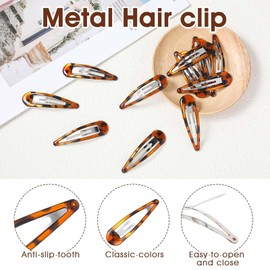 24 PCS Classic Tortoise Snap Hair Clip Non Slip No Slip Hair Barrettes for Women Girls Various Fine and Thick Hair DIY Hairstyling Accessories