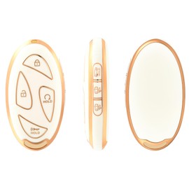 OFFCURVE Car Key Cover Car Key Case Key Fob Cover Car Key Protector 7 Buttons Compatible with Hyundai Ioniq 6 Grandeur GN7 Kona EV SX2 Grand Prix Azera (White Gold)