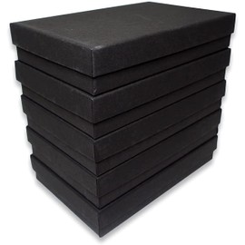 N'icePackaging 100 Qty - Matte Black-Kraft Cotton Filled Gift Boxes - Size 5 7/16" x 3 1/2" x 1" - USA Made - Holidays/Birthdays/Sales/Storage/Display/Travel