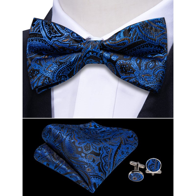 Barry.Wang Cummerbund Bow Tie Set for Men, Silk Cummerbund Pretied
