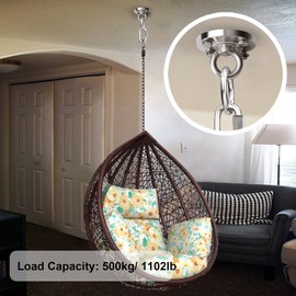 TSSS Deckenhaken Schwerlast Hängematte Haken 500 kg Tragfähigkeit 304 Edelstahl Befestigungshaken Hängesessel Boxsack Halterung mit Ankerbolzen