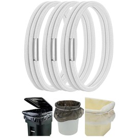 Trash Can Bands Set of 3, Garbage Can Rubber Bands 13 to 30 Gallon, Trash Can Elastic Bands to Keep Trash Bag From Slipping, Trash Bag Holder Good for Home Office School Indoor and Outdoor, White